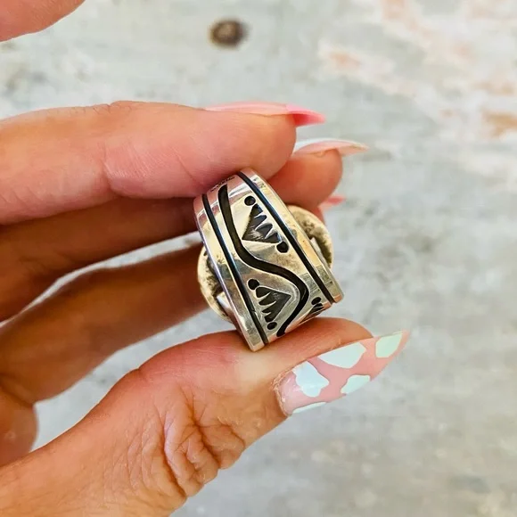 ♥️ Navajo ♥️ Aaron John Sterling Silver & Turquoise Ring - Picture 7 of 13